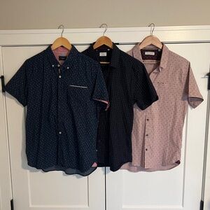 Mens Size Medium 7 Diamonds Short Sleeve Button Down Shirts- Set of Three